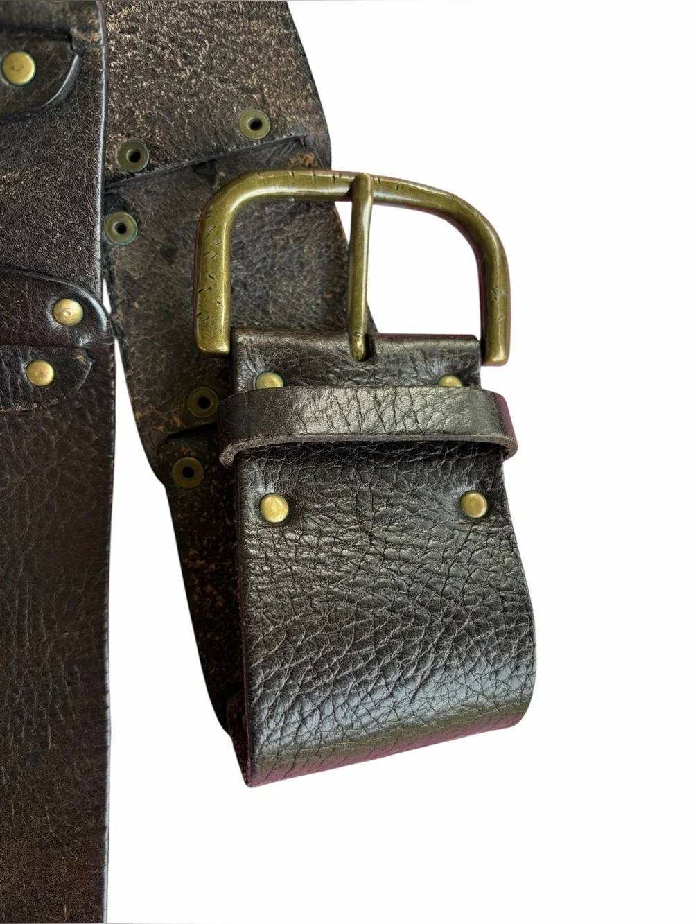 Y2K Banana Republic Wide Dark Brown Cowhide Leather Belt